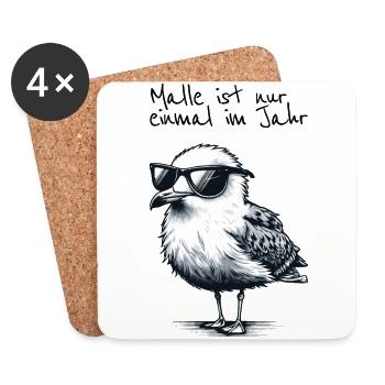 Malle's Only Once a Year Mallorca Seagull Shirt - Coasters (set of 4) - white - Front