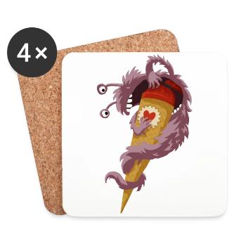 School Cone Monster - Coasters (set of 4) - white - Front