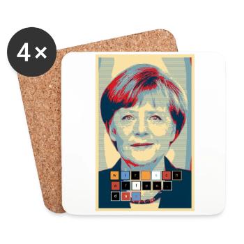 Angela Merkel dans le design Hope we-create-the - Dessous de verre (lot de 4) - blanc - Devant