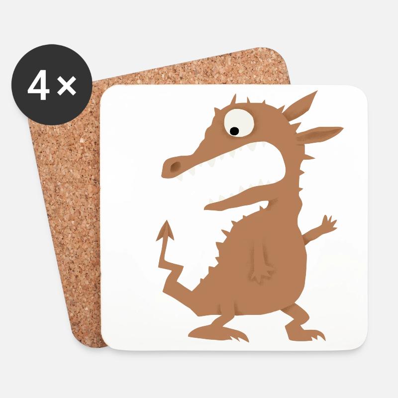 erschrockener Drache - Untersetzer (4er-Set) - Weiß