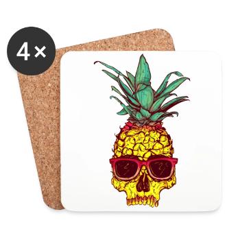 Ananas tête de mort - Dessous de verre (lot de 4) - blanc - Devant