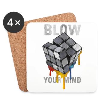 Rubik's Cube Blow Your Mind - Untersetzer (4er-Set) - Weiß - Vorne