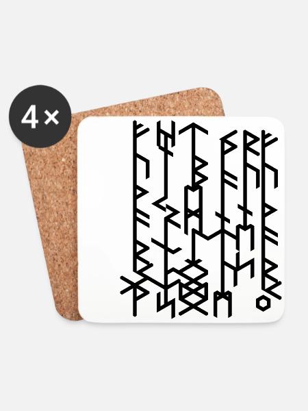 Runenstein2020/Rune stone-Quantum Runes Futhark 0© - Untersetzer (4er-Set) - Weiß