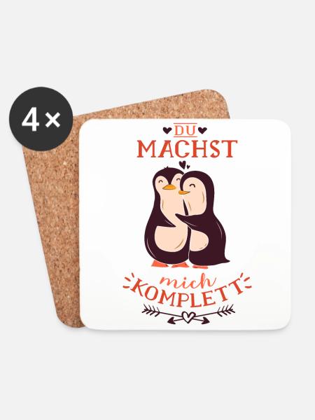 Du machst mich komplett mein Pinguin - Untersetzer (4er-Set) - Weiß
