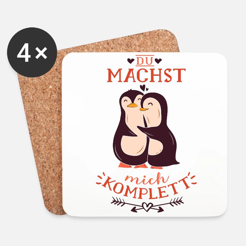 Du machst mich komplett mein Pinguin - Untersetzer (4er-Set) - Weiß