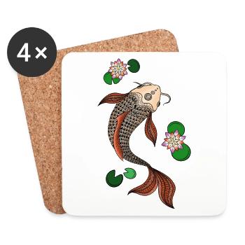 Couleur de Mandala Koi - Dessous de verre (lot de 4) - blanc - Devant