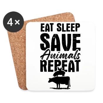 eat sleep animal protection repeat - Coasters (set of 4) - white - Front