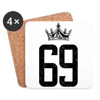 69 Zahl Krone - Untersetzer (4er-Set) - Weiß - Vorne