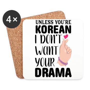 Kdrama K-Drame K Drame Séoul Kpop K-Pop Hallyu - Dessous de verre (lot de 4) - blanc - Devant