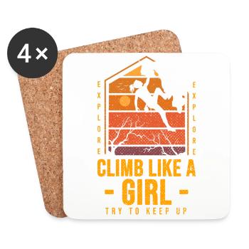 Climb Like a Girl Rock Climbing Bouldering 80's - Coasters (set of 4) - white - Front