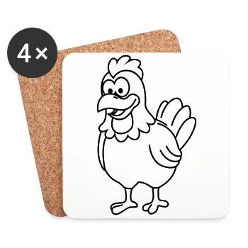 Huhn Comic Tier - Untersetzer (4er-Set) - Weiß - Vorne