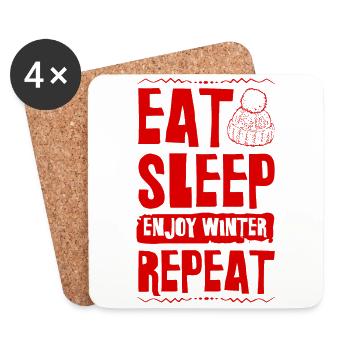 Eat Sleep enjoy Winter Repeat - Coasters (set of 4) - white - Front