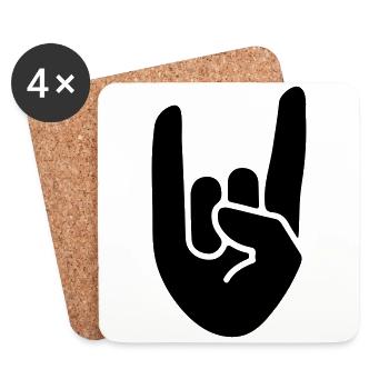 Party Hand Symbol - Untersetzer (4er-Set) - Weiß - Vorne