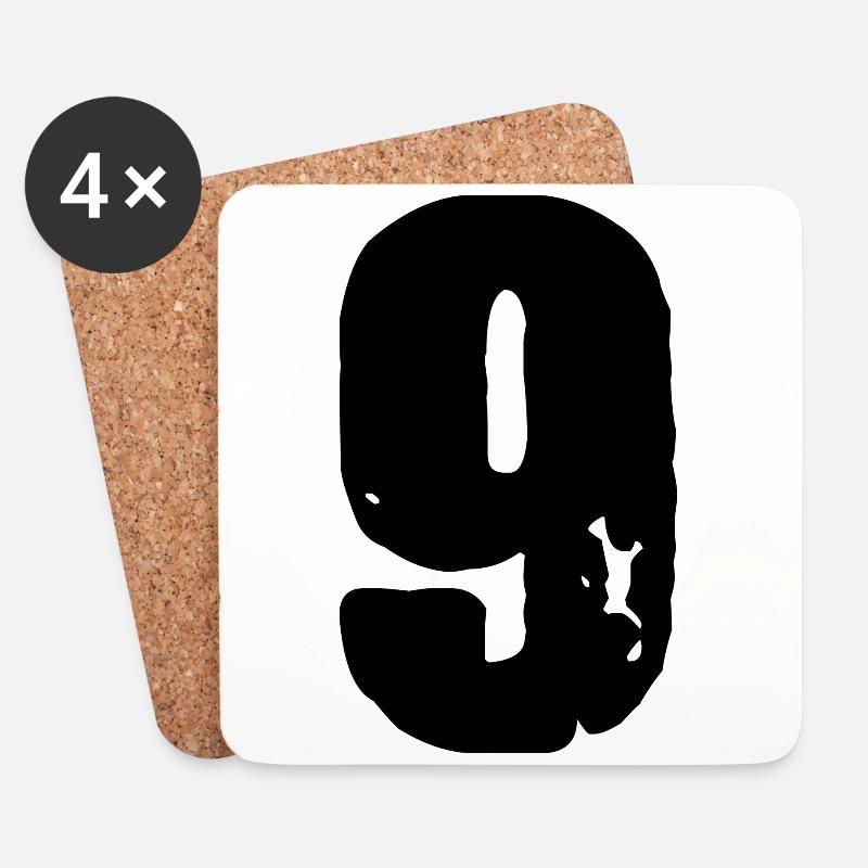 9 Zahl Trikot - Untersetzer (4er-Set) - Weiß