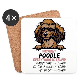 Ohne Poodle ist alles doof - Untersetzer (4er-Set) - Weiß - Vorne