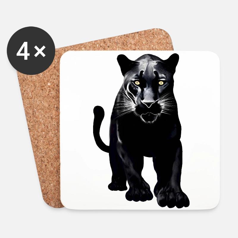 Schwarzer Leopard - Untersetzer (4er-Set) - Weiß