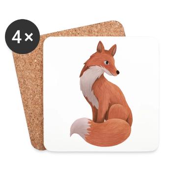Fox Illustration - Dessous de verre (lot de 4) - blanc - Devant