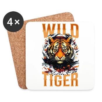 Tigre, Tête De Tigre, Gros Chat, Prédateur, Sauvage, Fort - Dessous de verre (lot de 4) - blanc - Devant