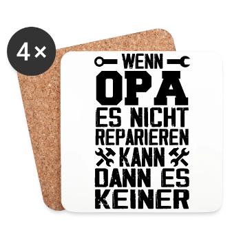 Wenn opa es nicht reparieren kann kann es keiner - Untersetzer (4er-Set) - Weiß - Vorne