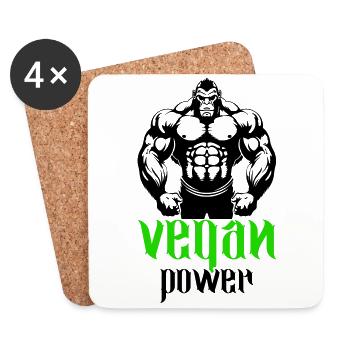Gorilla Bodybuilder Vegan - Coasters (set of 4) - white - Front
