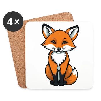Fox Illustration - Coasters (set of 4) - white - Front