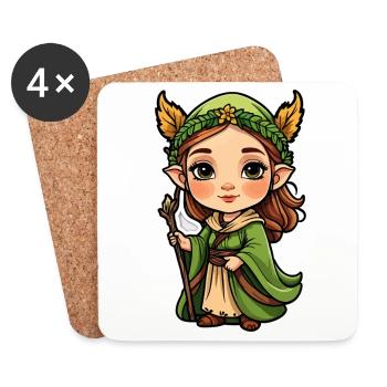Druidin Druide Fantasy Illustration - Untersetzer (4er-Set) - Weiß - Vorne