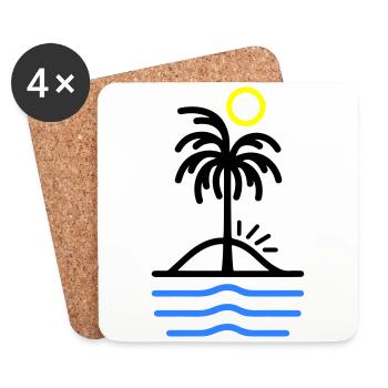Île des Palmiers - Dessous de verre (lot de 4) - blanc - Devant