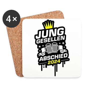 Junggesellen Abschied 2024 - Untersetzer (4er-Set) - Weiß - Vorne