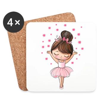 Ballerina with stars - Coasters (set of 4) - white - Front