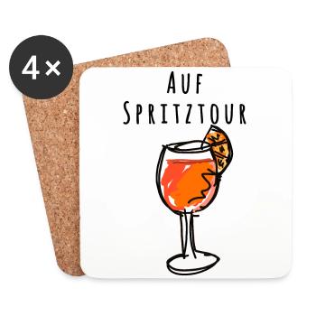 Illustration,Glas, Cocktail,spritz,auf spritztour - Untersetzer (4er-Set) - Weiß - Vorne