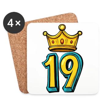 19 Zahl Krone - Untersetzer (4er-Set) - Weiß - Vorne