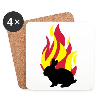 Hase mit Feuer - Untersetzer (4er-Set) - Weiß - Vorne