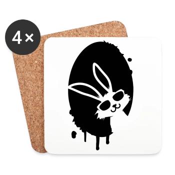 Coole Hasen-Illustration mit Street-Art Flair - Untersetzer (4er-Set) - Weiß - Vorne