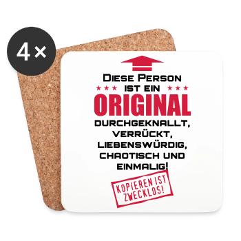 44 Diese Person ist ein ORIGINAL Spruch lustig 2c - Untersetzer (4er-Set) - Weiß - Vorne