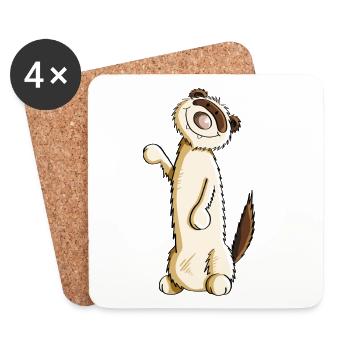 Little Harlequin Ferret - Ferret - Marten - Coasters (set of 4) - white - Front