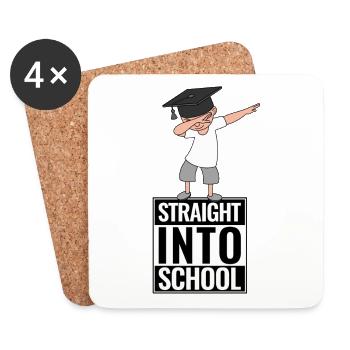 Direkt in die Schule - Straight into school  - Untersetzer (4er-Set) - Weiß - Vorne