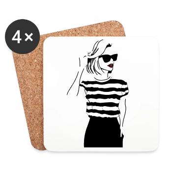 Kiss of the Night Lip Accent - Coasters (set of 4) - white - Front