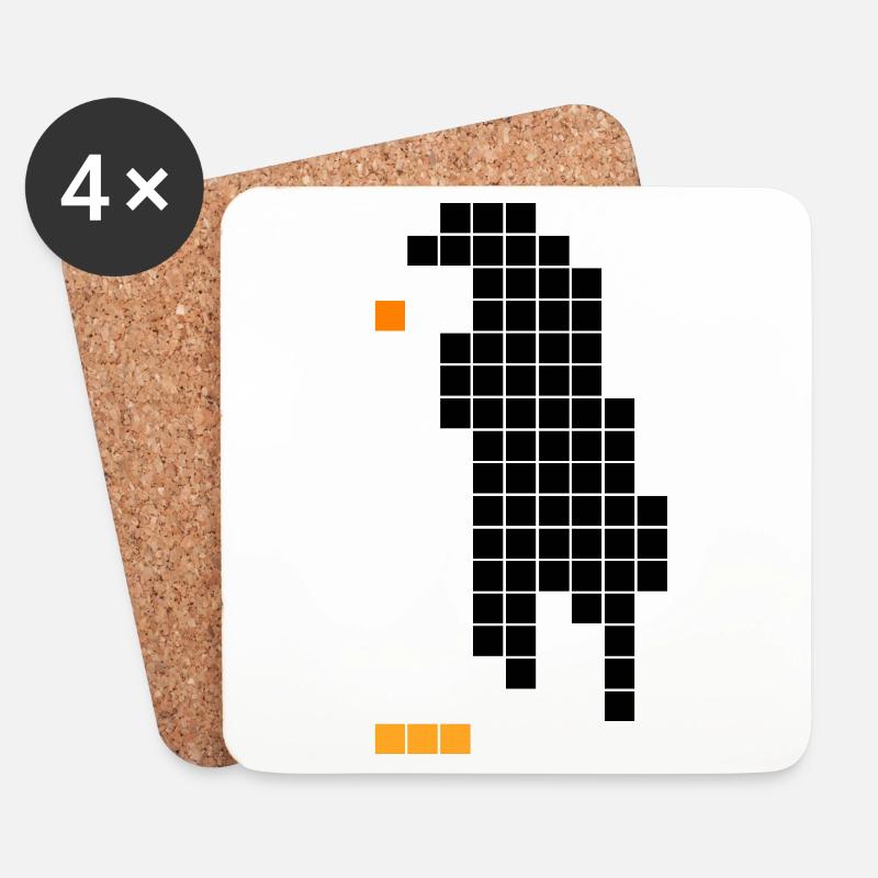 Pixel Pinguin – Retro Tier Design - Untersetzer (4er-Set) - Weiß