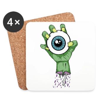 Oeil de zombie - Dessous de verre (lot de 4) - blanc - Devant