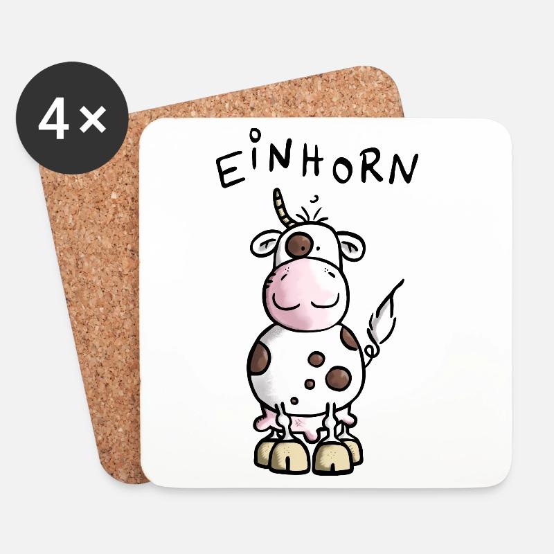 Einhorn - Kuh - Rind - Untersetzer (4er-Set) - Weiß