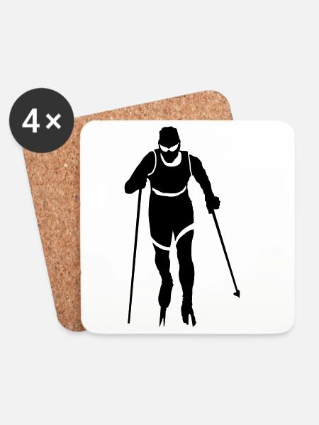 Ski Langlauf - Untersetzer (4er-Set) - Weiß