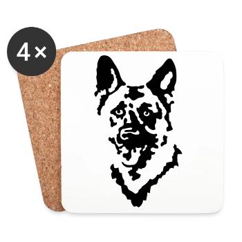 Schäferhund - Untersetzer (4er-Set) - Weiß - Vorne