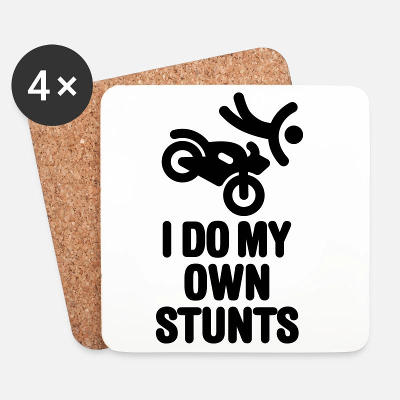 I do my own stunts Motorrad Kreuzer unfall biker - Untersetzer (4er-Set) - Weiß