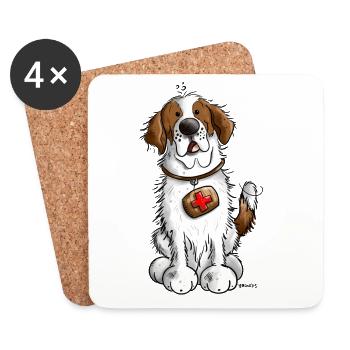 Mignon Saint Bernard Chien - Dessous de verre (lot de 4) - blanc - Devant