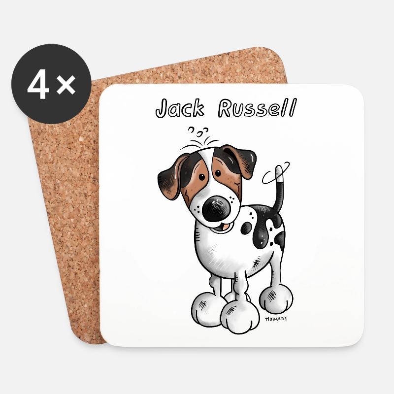 Da ist der Jack Russell - Untersetzer (4er-Set) - Weiß