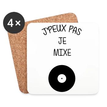 Mixer / DJ / Musique / Electro / Techno / Mix - Dessous de verre (lot de 4) - blanc - Devant