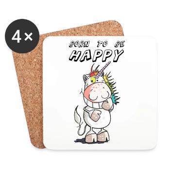 Born to be Happy Unicorn - Dessous de verre (lot de 4) - blanc - Devant