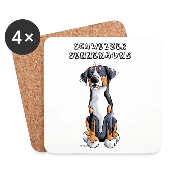 Schweizer Sennenhund - Untersetzer (4er-Set) - Weiß - Vorne