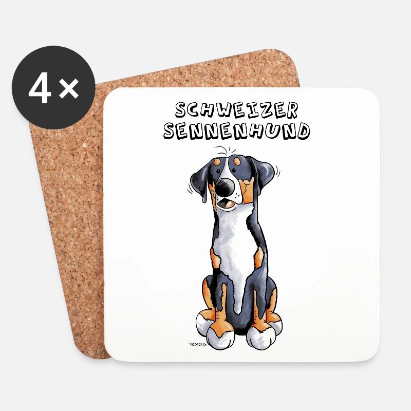 Schweizer Sennenhund - Untersetzer (4er-Set) - Weiß