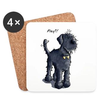 Giant Schnauzer Play - Dog - Dogs - Gift - Coasters (set of 4) - white - Front